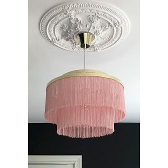 Elegancka lampa wisząca Frans frędzle różowa 52cm 03